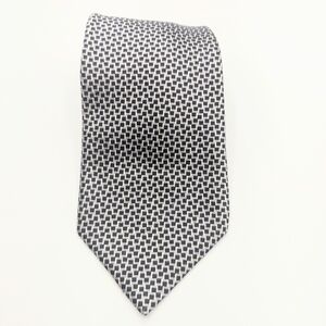 ZILLI Men's 100% Silk Necktie ITALY Luxury Geometric Gray, Black GUC Designer